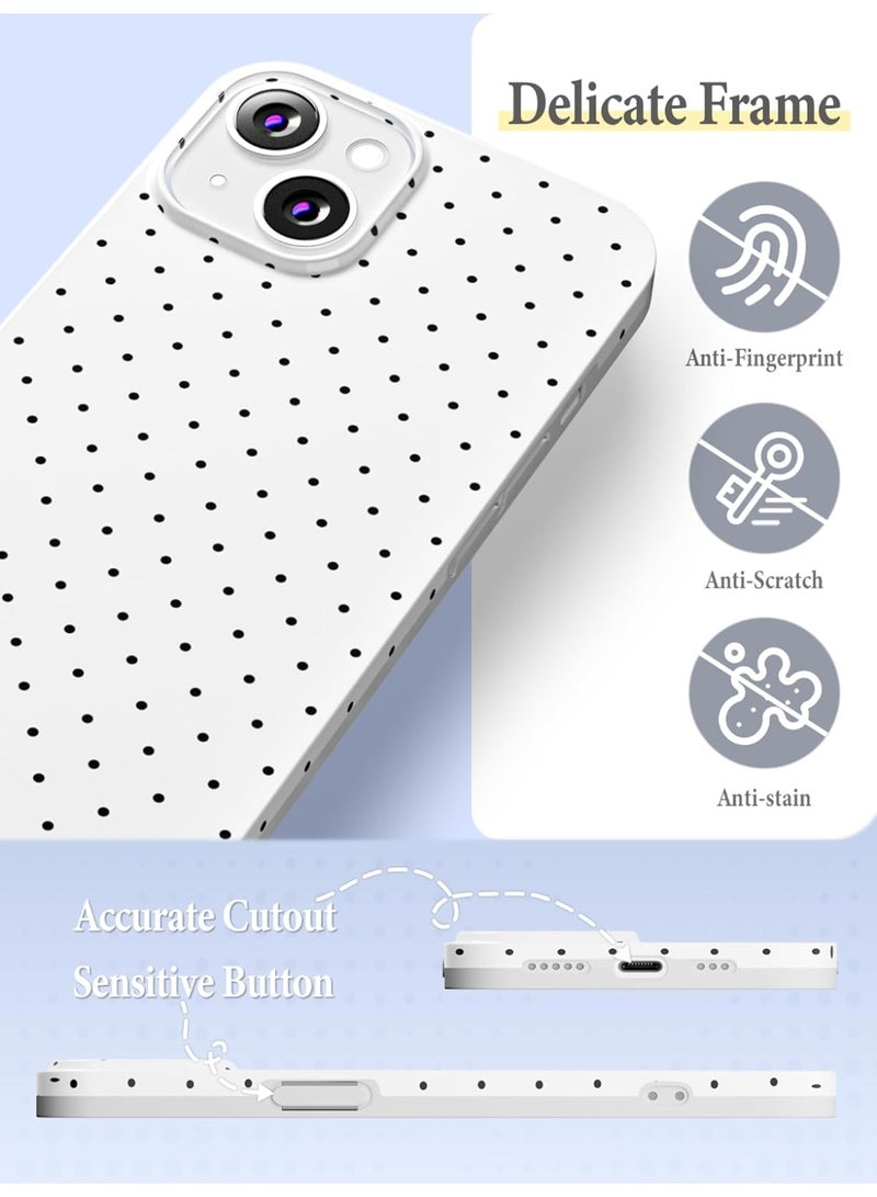 Compatible for iPhone 15 Case with Cute Fashion Polka Dot Aesthetics Design Simple Cases for Soft TPU Slim Protection Cover-White - Image 3